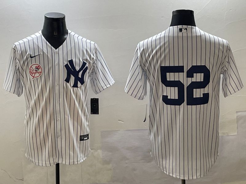 Men New York Yankees 52 No Name White Stripe Game 2025 Nike MLB Jersey style 3